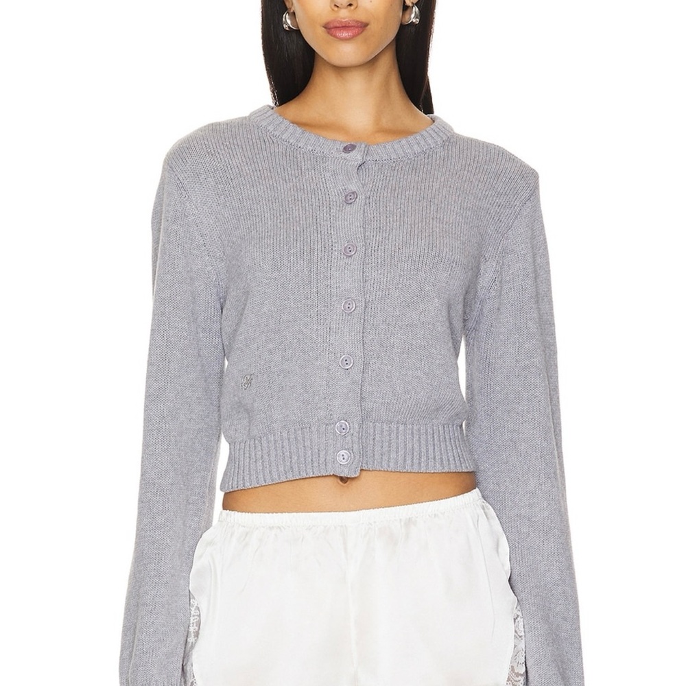 Frankies Bikinis Dudley Knit Cardigan in Rain Cloud Size XS